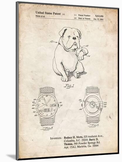 PP784-Vintage Parchment Dog Watch Clock Patent Poster-Cole Borders-Mounted Giclee Print