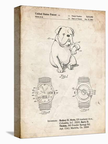 PP784-Vintage Parchment Dog Watch Clock Patent Poster-Cole Borders-Stretched Canvas