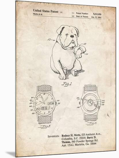 PP784-Vintage Parchment Dog Watch Clock Patent Poster-Cole Borders-Mounted Giclee Print