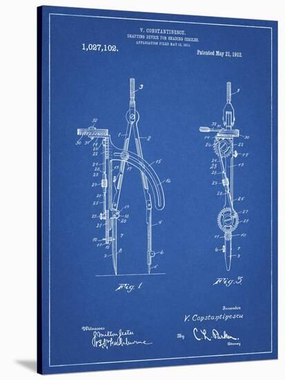 PP785-Blueprint Drafting Compass 1912 Patent Poster-Cole Borders-Stretched Canvas