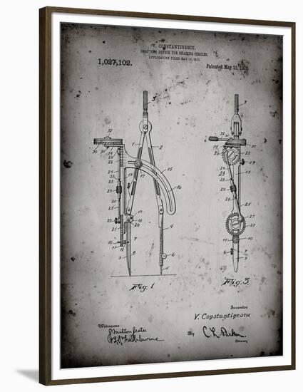 PP785-Faded Grey Drafting Compass 1912 Patent Poster-Cole Borders-Framed Premium Giclee Print