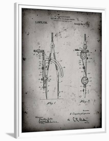 PP785-Faded Grey Drafting Compass 1912 Patent Poster-Cole Borders-Framed Premium Giclee Print