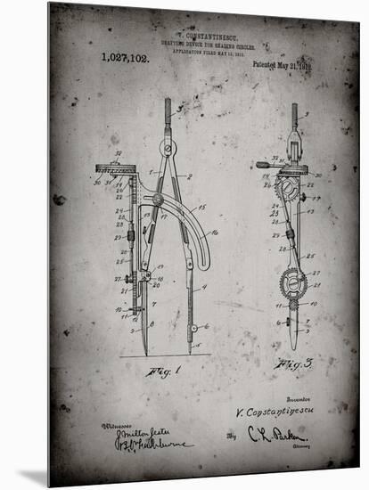 PP785-Faded Grey Drafting Compass 1912 Patent Poster-Cole Borders-Mounted Premium Giclee Print