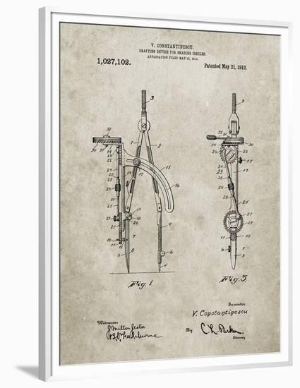 PP785-Sandstone Drafting Compass 1912 Patent Poster-Cole Borders-Framed Premium Giclee Print