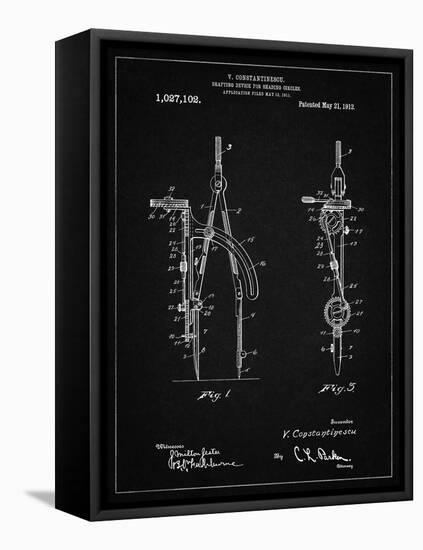 PP785-Vintage Black Drafting Compass 1912 Patent Poster-Cole Borders-Framed Stretched Canvas