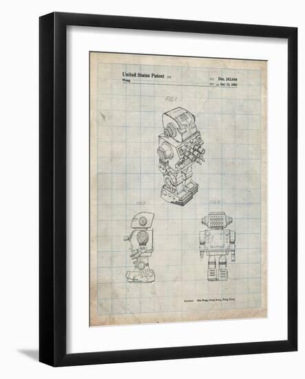 PP790-Antique Grid Parchment Dynamic Fighter Toy Robot 1982 Patent Poster-Cole Borders-Framed Giclee Print