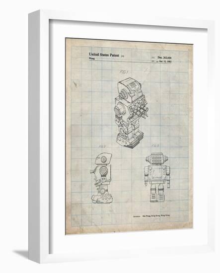 PP790-Antique Grid Parchment Dynamic Fighter Toy Robot 1982 Patent Poster-Cole Borders-Framed Giclee Print