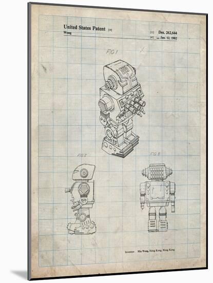 PP790-Antique Grid Parchment Dynamic Fighter Toy Robot 1982 Patent Poster-Cole Borders-Mounted Giclee Print