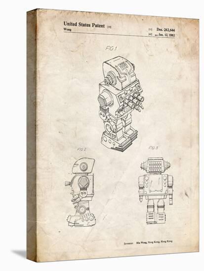 PP790-Vintage Parchment Dynamic Fighter Toy Robot 1982 Patent Poster-Cole Borders-Stretched Canvas