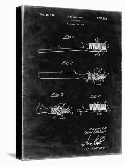 PP815-Black Grunge First Toothbrush Patent Poster-Cole Borders-Stretched Canvas