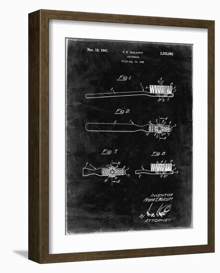 PP815-Black Grunge First Toothbrush Patent Poster-Cole Borders-Framed Giclee Print