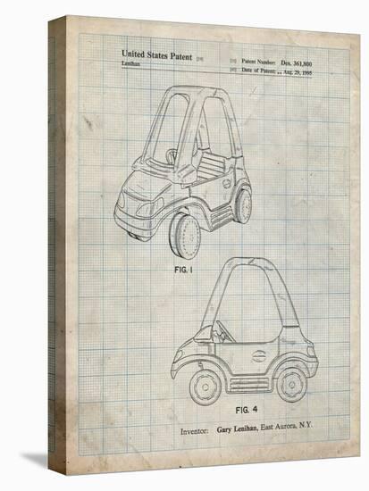 PP816-Antique Grid Parchment Fisher Price Toy Car Patent Poster-Cole Borders-Stretched Canvas