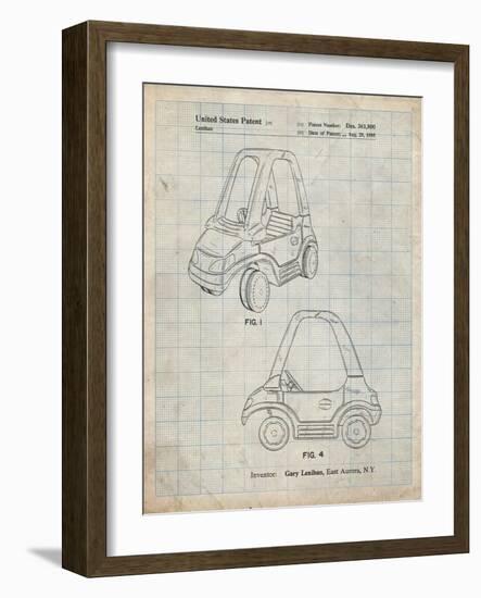 PP816-Antique Grid Parchment Fisher Price Toy Car Patent Poster-Cole Borders-Framed Giclee Print