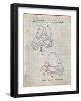 PP816-Antique Grid Parchment Fisher Price Toy Car Patent Poster-Cole Borders-Framed Giclee Print