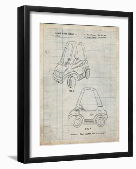 PP816-Antique Grid Parchment Fisher Price Toy Car Patent Poster-Cole Borders-Framed Giclee Print