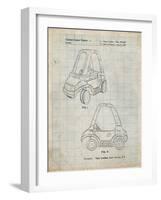 PP816-Antique Grid Parchment Fisher Price Toy Car Patent Poster-Cole Borders-Framed Giclee Print