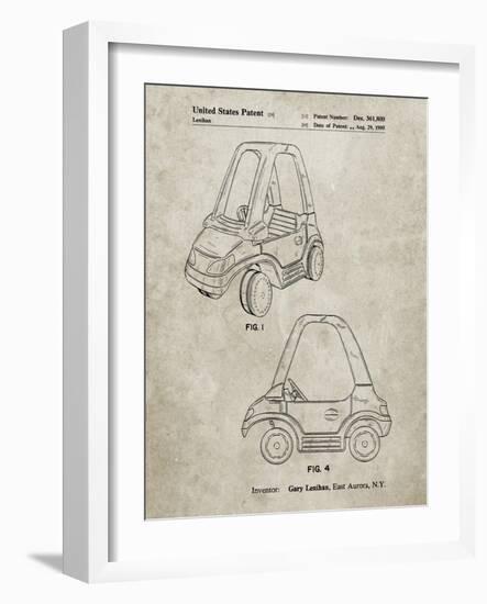 PP816-Sandstone Fisher Price Toy Car Patent Poster-Cole Borders-Framed Giclee Print