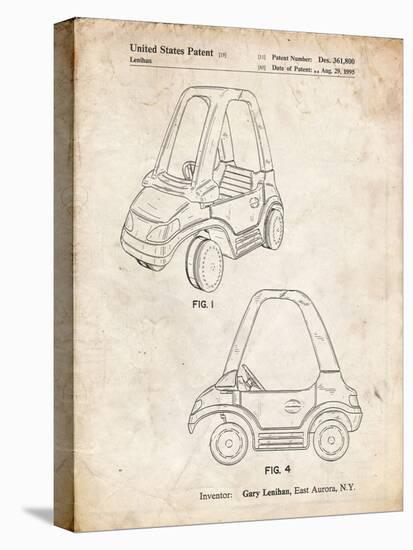 PP816-Vintage Parchment Fisher Price Toy Car Patent Poster-Cole Borders-Stretched Canvas