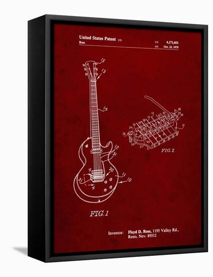 PP818-Burgundy Floyd Rose Guitar Tremolo Patent Poster-Cole Borders-Framed Stretched Canvas