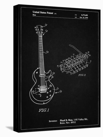 PP818-Vintage Black Floyd Rose Guitar Tremolo Patent Poster-Cole Borders-Stretched Canvas