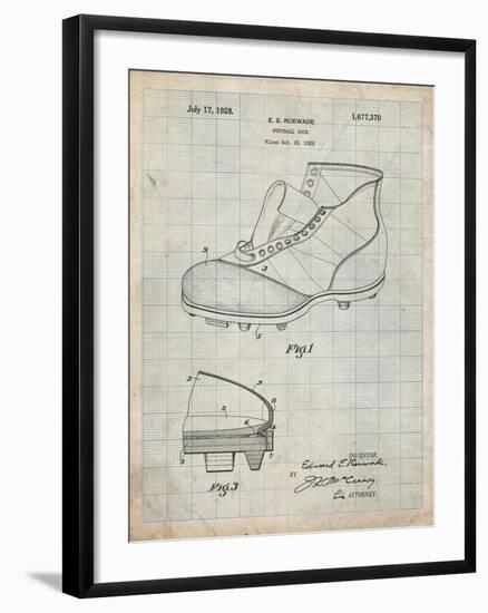 PP823-Antique Grid Parchment Football Cleat 1928 Patent Poster-Cole Borders-Framed Giclee Print