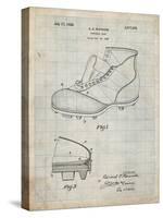 PP823-Antique Grid Parchment Football Cleat 1928 Patent Poster-Cole Borders-Stretched Canvas