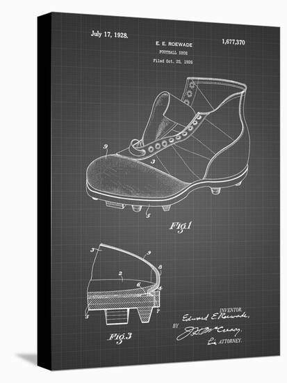 PP823-Black Grid Football Cleat 1928 Patent Poster-Cole Borders-Stretched Canvas