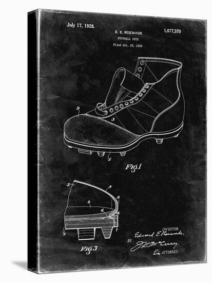 PP823-Black Grunge Football Cleat 1928 Patent Poster-Cole Borders-Stretched Canvas