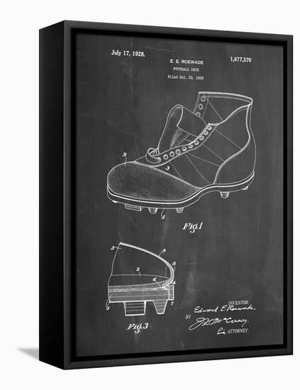 PP823-Chalkboard Football Cleat 1928 Patent Poster-Cole Borders-Framed Stretched Canvas
