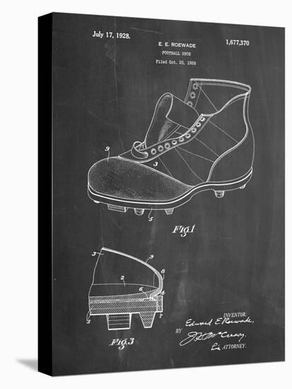 PP823-Chalkboard Football Cleat 1928 Patent Poster-Cole Borders-Stretched Canvas