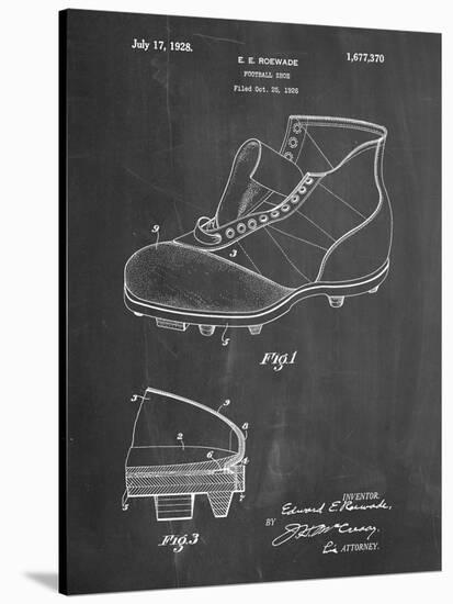 PP823-Chalkboard Football Cleat 1928 Patent Poster-Cole Borders-Stretched Canvas