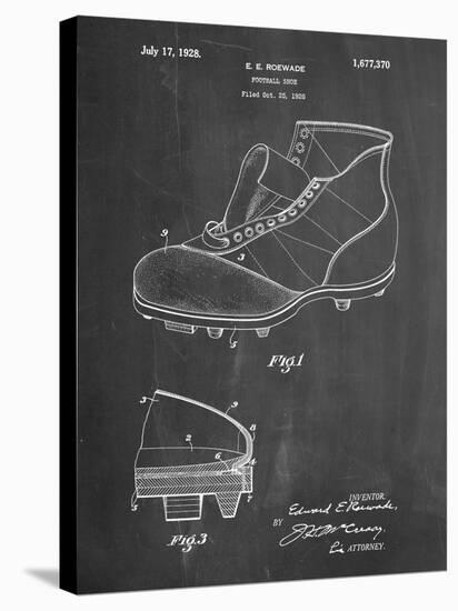 PP823-Chalkboard Football Cleat 1928 Patent Poster-Cole Borders-Stretched Canvas