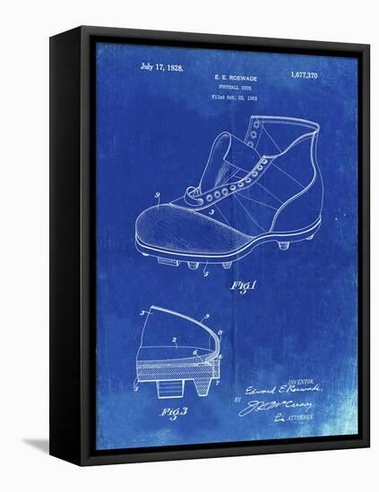 PP823-Faded Blueprint Football Cleat 1928 Patent Poster-Cole Borders-Framed Stretched Canvas