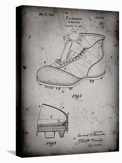 PP823-Faded Grey Football Cleat 1928 Patent Poster-Cole Borders-Stretched Canvas