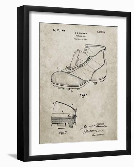 PP823-Sandstone Football Cleat 1928 Patent Poster-Cole Borders-Framed Giclee Print