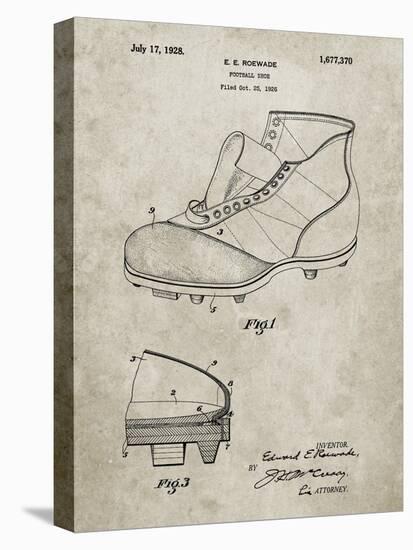 PP823-Sandstone Football Cleat 1928 Patent Poster-Cole Borders-Stretched Canvas