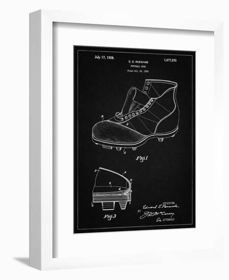 PP823-Vintage Black Football Cleat 1928 Patent Poster-Cole Borders-Framed Giclee Print