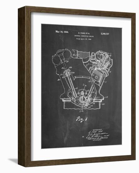 PP844-Chalkboard Ford Internal Combustion Engine Poster-Cole Borders-Framed Premium Giclee Print