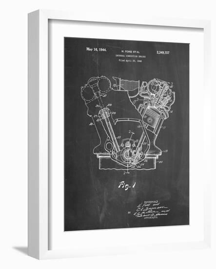 PP844-Chalkboard Ford Internal Combustion Engine Poster-Cole Borders-Framed Premium Giclee Print