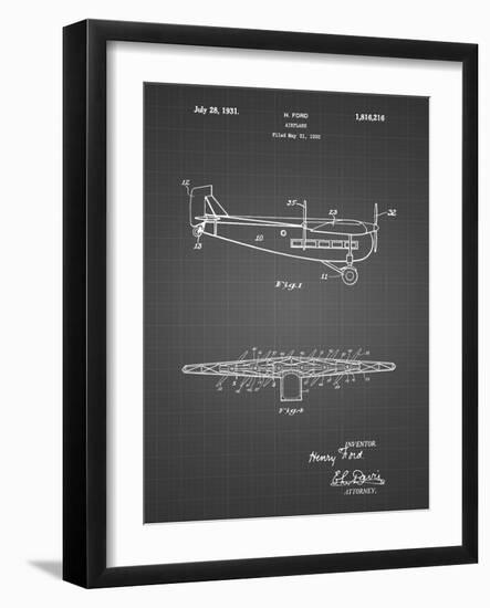 PP849-Black Grid Ford Tri-Motor Airplane "The Tin Goose" Patent Poster-Cole Borders-Framed Giclee Print