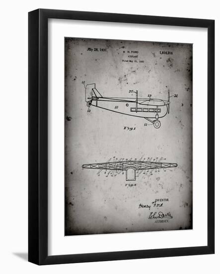 PP849-Faded Grey Ford Tri-Motor Airplane "The Tin Goose" Patent Poster-Cole Borders-Framed Giclee Print