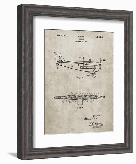PP849-Sandstone Ford Tri-Motor Airplane "The Tin Goose" Patent Poster-Cole Borders-Framed Giclee Print