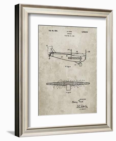 PP849-Sandstone Ford Tri-Motor Airplane "The Tin Goose" Patent Poster-Cole Borders-Framed Giclee Print