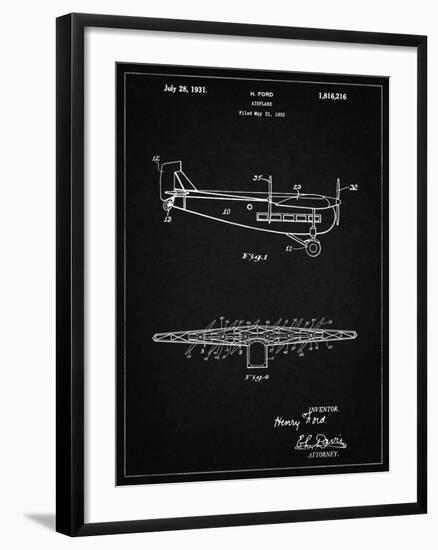 PP849-Vintage Black Ford Tri-Motor Airplane "The Tin Goose" Patent Poster-Cole Borders-Framed Giclee Print