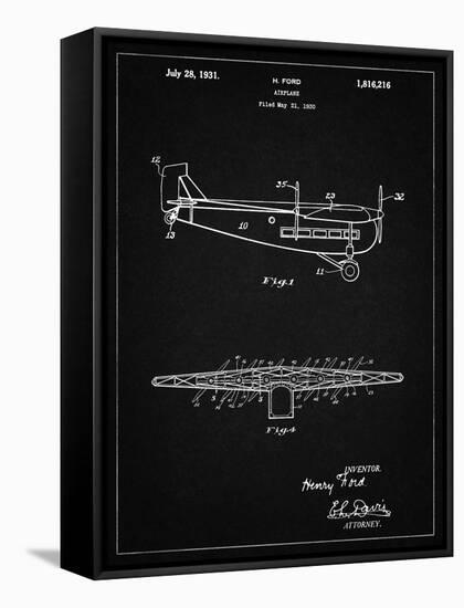 PP849-Vintage Black Ford Tri-Motor Airplane "The Tin Goose" Patent Poster-Cole Borders-Framed Stretched Canvas