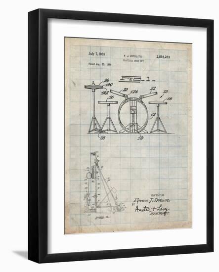 PP852-Antique Grid Parchment Frank Ippolito Practice Drum Set Patent Poster-Cole Borders-Framed Giclee Print