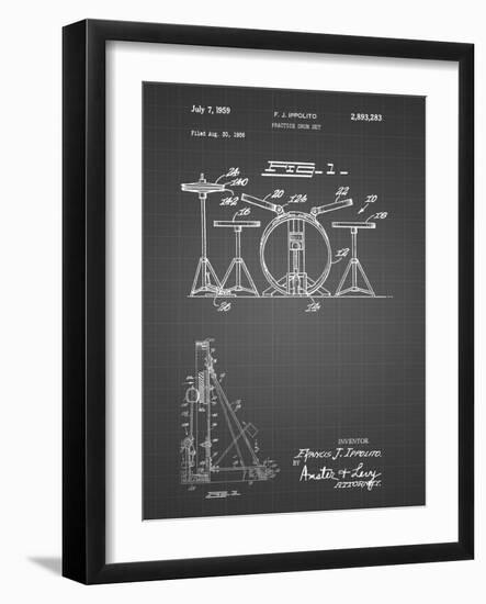 PP852-Black Grid Frank Ippolito Practice Drum Set Patent Poster-Cole Borders-Framed Giclee Print