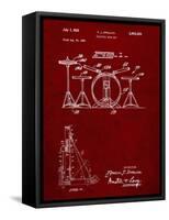 PP852-Burgundy Frank Ippolito Practice Drum Set Patent Poster-Cole Borders-Framed Stretched Canvas