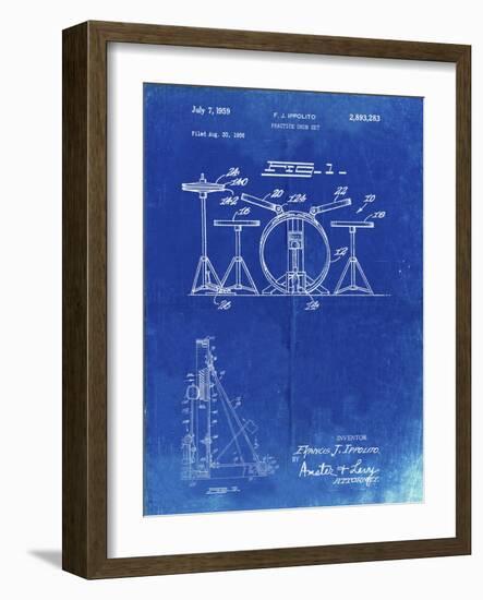 PP852-Faded Blueprint Frank Ippolito Practice Drum Set Patent Poster-Cole Borders-Framed Giclee Print