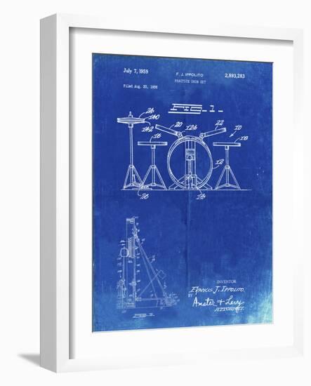 PP852-Faded Blueprint Frank Ippolito Practice Drum Set Patent Poster-Cole Borders-Framed Giclee Print